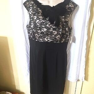 Connected Apparel Black Lace Mini Dress